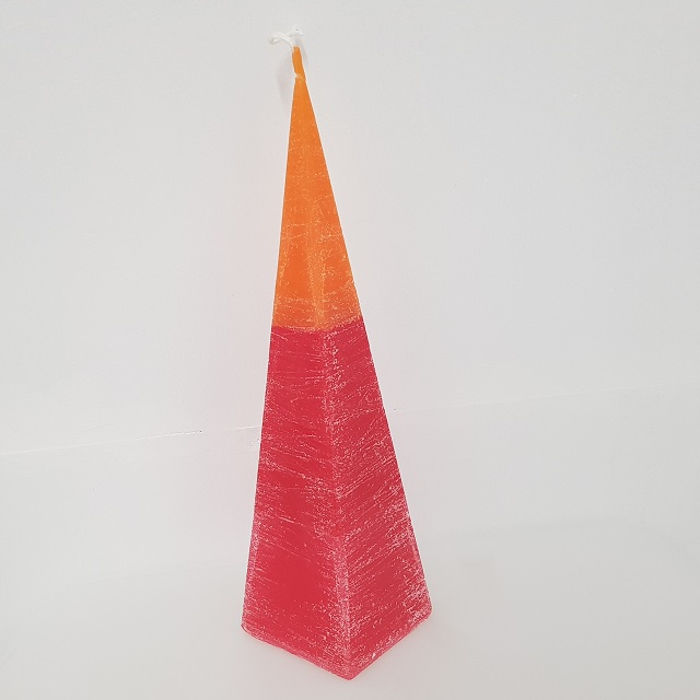 Piramide kaars, tweekleurig, 22 cm hoog