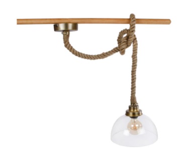 Hanglamp rond dik touw, helder glas