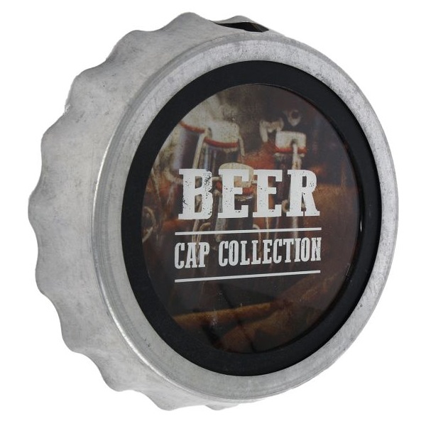Wandversiering 'Beer cap collection' metaal. 